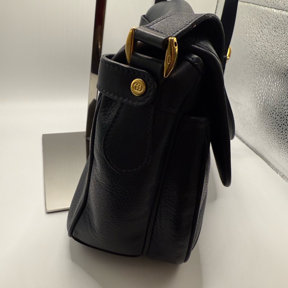 Gucci vintage Navy Blue Leather Crossbody Bag - Picture 3 of 12